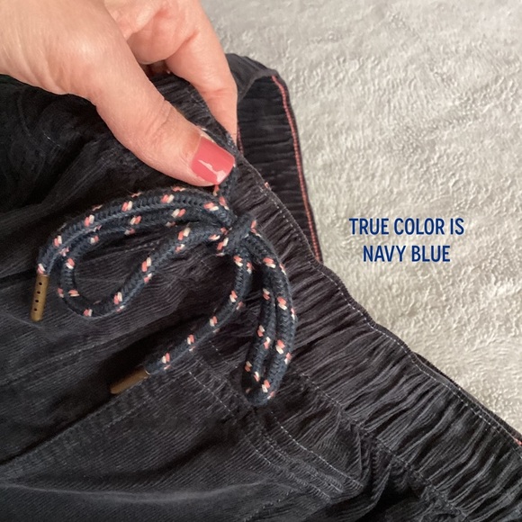 Anthropologie Pilcro The Cottage Corduroy Pant Pull-On Relaxed Tapered Navy Blue - Picture 5 of 15